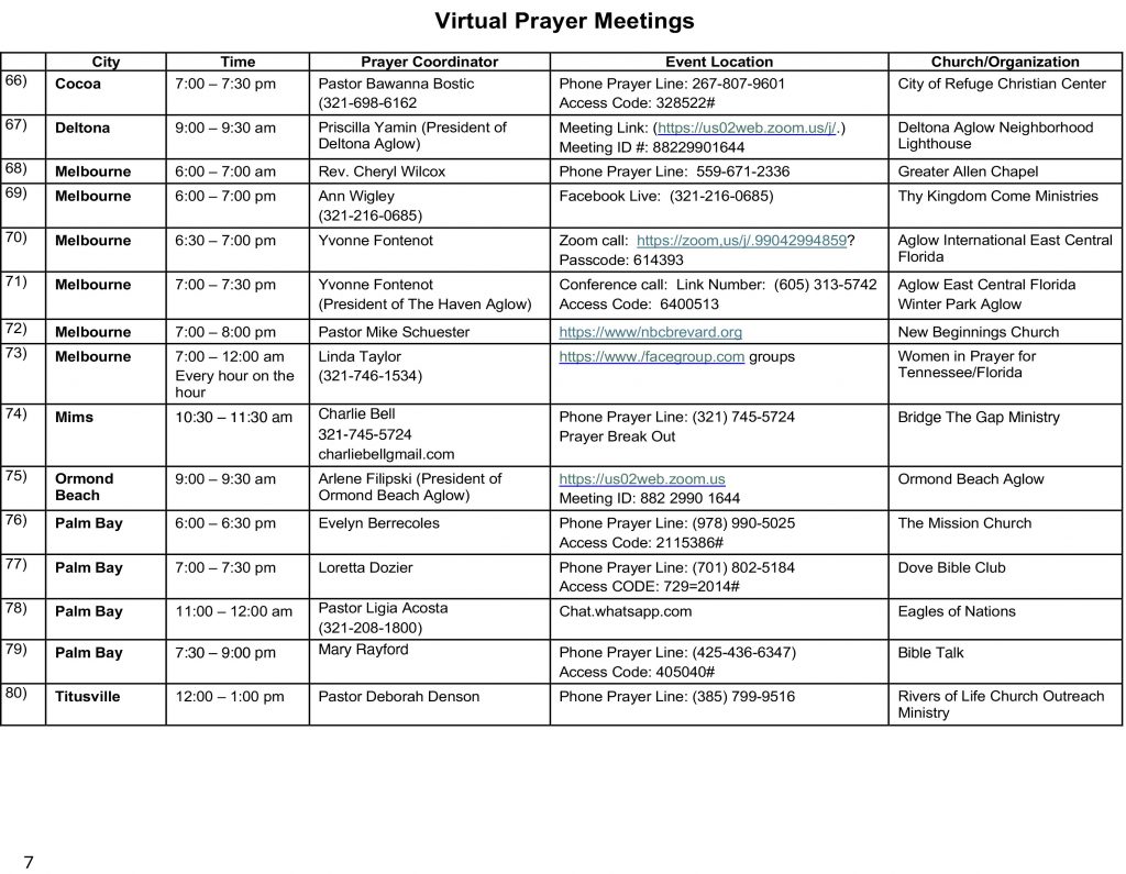 National Day of Prayer Sites - Brevard County